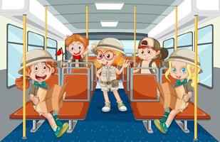 Inside bus with people cartoon vector