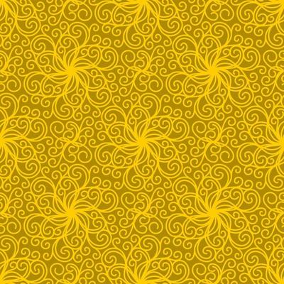 YELLOW SEAMLESS VECTOR BACKGROUND WITH SPIRAL CURLS