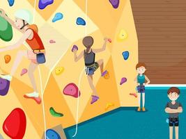 Indoor rock climbing gym vector