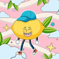 Funny lemon cartoon character vector