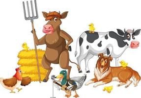 Farm animals on white background vector