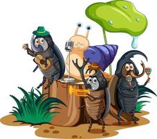 Group of beetles cartoon character