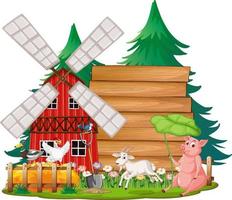 plantilla de banner vacío con animales de granja vector