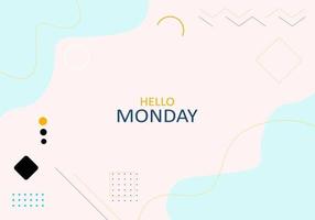 Flat geometric background hello monday vector