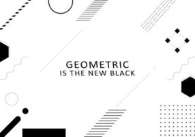 flat geometric background black and white vector