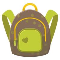 Kids school backpack in flat style. Education, study back to school, rucksack. vector