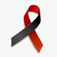 Red and black ribbon awareness Black Lives Matter, Murder Victims, Sepsis, Schwachman-Diamond Syndrome. Isolated on white background. Vector illustration.