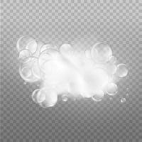 Realistic transparent foam soap with bubbles of soapy water. vector