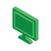 diseño de icono plano de monitor de computadora 3d isométrico verde vector