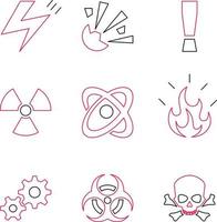 Set multiple color of Dangerous radiation warning icon flat design vector