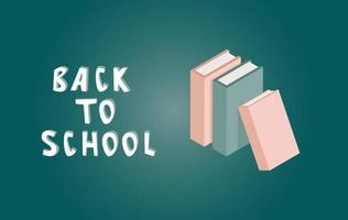 Back to school banner or flyer with books. Flat vector illustration. Concepts of education and studying.