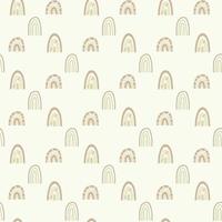 Seamless patterns. Illustration of a cute hand drawn rainbows in green and brown colors. Scandinavian design. The concept of kids textiles, packaging, decor, wallpaper and design. vector