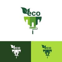 etiqueta de hoja ecológica de pintura. logotipos de hoja verde ecología naturaleza icono vector