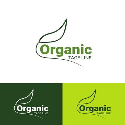 Organic Label. Natural Sticker. Leaf Green Vector