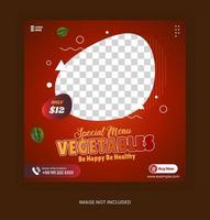 Healthy Fresh grocery vegetable social media post promotion template red color vector