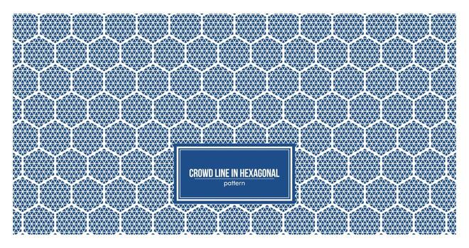 línea de multitud en el patrón de forma hexagonal vector