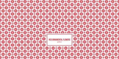 endless pattern with red ornamental flowers vector