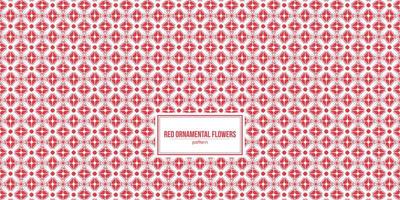 endless pattern with red ornamental flowers vector