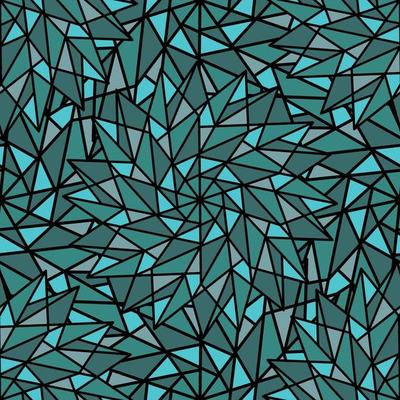 ABSTRACT TURQUOISE VECTOR SEAMLESS BACKGROUND WITH COMPLEX GEOMETRIC STARS IN THE FORM OF A KALEIDOSCOPE