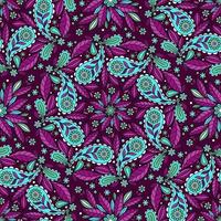 LILAC VECTOR SEAMLESS BACKGROUND WITH A COMPLEX COLORFUL ROUND STYLIZED FLORAL ORNAMENT