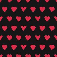 Hand drawn hearts of red color, seamless pattern. Multiple painted heart icons vector illustration.