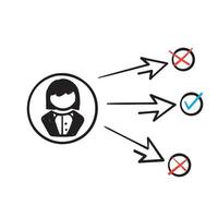 hand drawn doodle people with arrow path choice symbol for right choice in business decision related icon vector