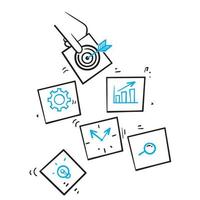 hand drawn doodle Objective for business as successful target related icon illustration vector