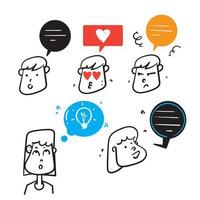 hand drawn doodle speech bubble chat box illustration vector isolated