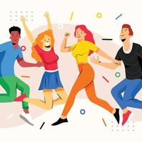 Vibrant Youth Energetic People Flat Illustration vector