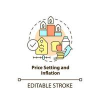 fijación de precios e icono del concepto de inflación. gestión de precios. riesgos para la seguridad alimentaria idea abstracta ilustración de línea delgada. dibujo de contorno aislado. trazo editable. vector