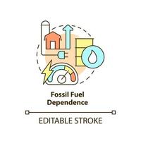 icono del concepto de dependencia de los combustibles fósiles. agricultura y ganadería. riesgos para la seguridad alimentaria idea abstracta ilustración de línea delgada. dibujo de contorno aislado. trazo editable. vector