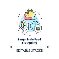 Large scale food stockpiling concept icon. Food security approaches abstract idea thin line illustration. Isolated outline drawing. Editable stroke. vector