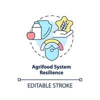 icono del concepto de resiliencia del sistema agroalimentario. enfoques de seguridad alimentaria idea abstracta ilustración de línea delgada. dibujo de contorno aislado. trazo editable.