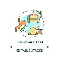 Utilisation of food concept icon. Food security basic definitions abstract idea thin line illustration. Isolated outline drawing. Editable stroke. vector
