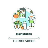 Malnutrition concept icon. Undernutrition. Food security basic definitions abstract idea thin line illustration. Isolated outline drawing. Editable stroke. vector