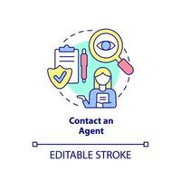 Contact agent concept icon. Customer service. Applying for insurance way abstract idea thin line illustration. Isolated outline drawing. Editable stroke. vector