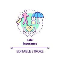 Life insurance concept icon. Tourist safety. Travel accident financial coverage abstract idea thin line illustration. Isolated outline drawing. Editable stroke. vector