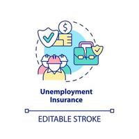 Unemployment insurance concept icon. Federal social financial support includes abstract idea thin line illustration. Isolated outline drawing. Editable stroke. vector