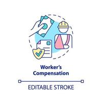 Worker compensation concept icon. Federal social insurance includes abstract idea thin line illustration. Isolated outline drawing. Editable stroke. vector