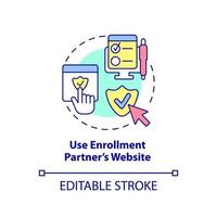 Use enrollment partner website concept icon. Applying for insurance way abstract idea thin line illustration. Isolated outline drawing. Editable stroke. vector