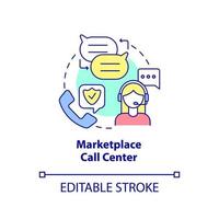 Marketplace call center concept icon. Consulting by phone. Applying for insurance way abstract idea thin line illustration. Isolated outline drawing. Editable stroke. vector