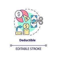 Deductible concept icon. Coverage payment before claim. Insurance component abstract idea thin line illustration. Isolated outline drawing. Editable stroke.