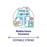 icono del concepto de seguro de hogar móvil. tipo de propiedad protección financiera idea abstracta ilustración de línea delgada. dibujo de contorno aislado. trazo editable.