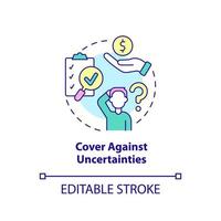 Cover against uncertainties concept icon. Benefits of insurance policy abstract idea thin line illustration. Isolated outline drawing. Editable stroke. vector