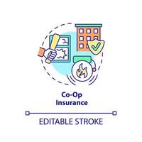 Co-Op insurance concept icon. Type of property financial protection abstract idea thin line illustration. Isolated outline drawing. Editable stroke. vector