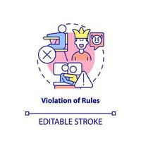 Violation of rules concept icon. Groups of behaviors. Conduct disorder abstract idea thin line illustration. Isolated outline drawing. Editable stroke. vector