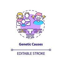 Genetic causes concept icon. Inherited illness. Conduct disorder causes abstract idea thin line illustration. Isolated outline drawing. Editable stroke. vector