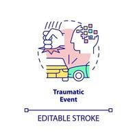 Traumatic event concept icon. Prolonged abuse and violence. Risk factors abstract idea thin line illustration. Isolated outline drawing. Editable stroke. vector