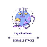 Legal problems concept icon. Law breaking. Effects of conduct disorder abstract idea thin line illustration. Isolated outline drawing. Editable stroke.