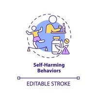 Self harming behaviors concept icon. Alcohol usage. Effects of conduct disorder abstract idea thin line illustration. Isolated outline drawing. Editable stroke. vector